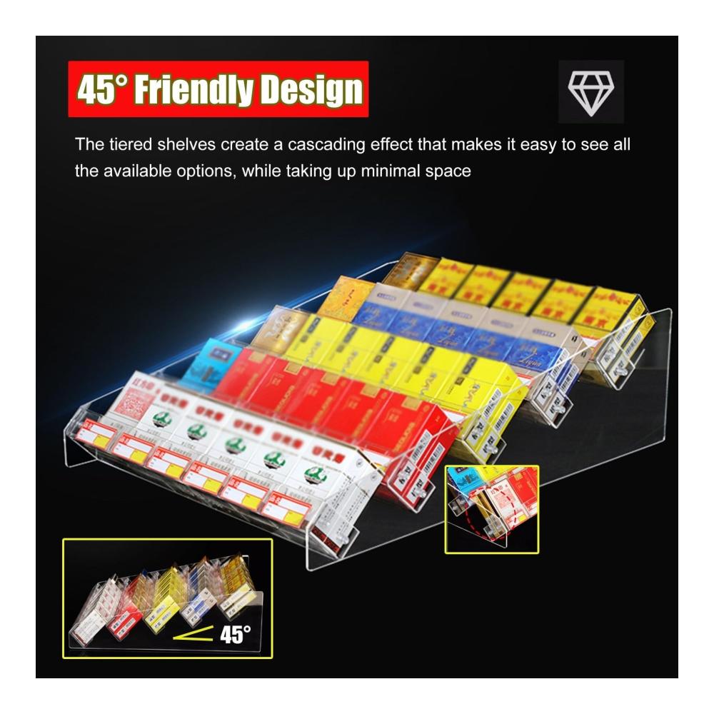 5-stufiges durchsichtiges Acryl-Zigarettenregal - Praktische Arbeitsplatten-Vitrine und Schrank-Organizer für Zigaretten Blunts Wraps Zigarren und kleine Einzelhandelsgegenstände