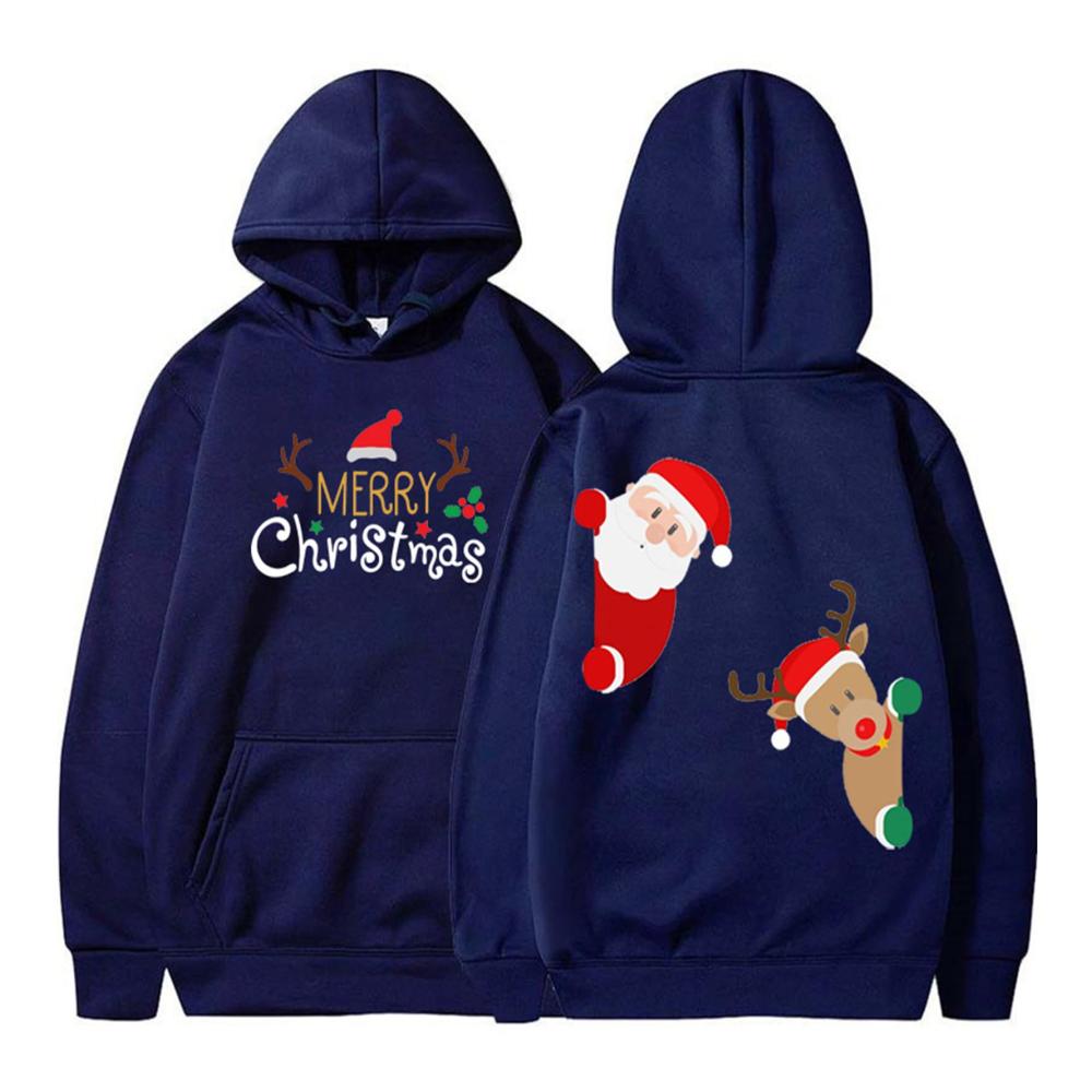 Merry Christmas Pullover Festive Hooded Sweaters with Christmas Graphics
