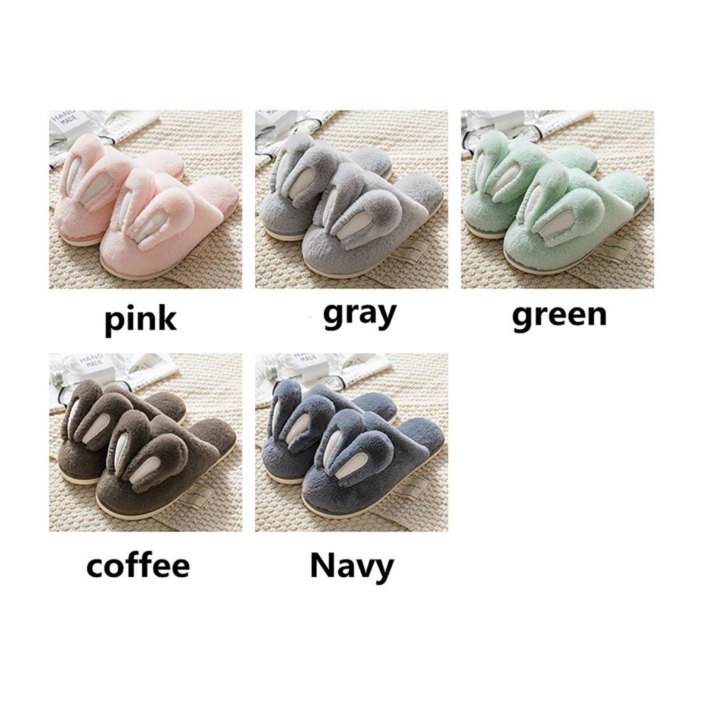 Cute Rabbit Ears Plush Womens House Slippers - Non-Slip Fuzzy Bunny Footwear