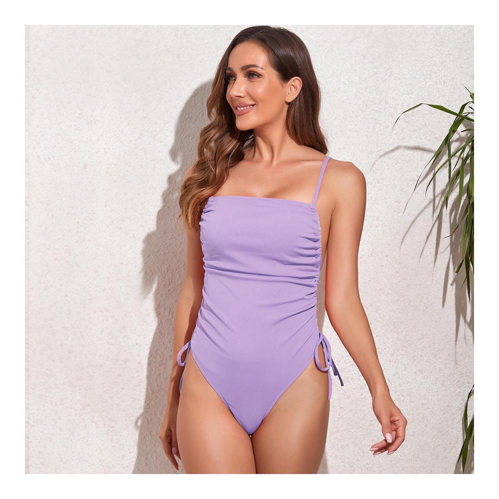 Bikini-Sets Damen Verstellbarer Einteiler mit Hosenträger Sexy Lace-Up-Design und modischer Seitenschnürung für den perfekten Strand-Look