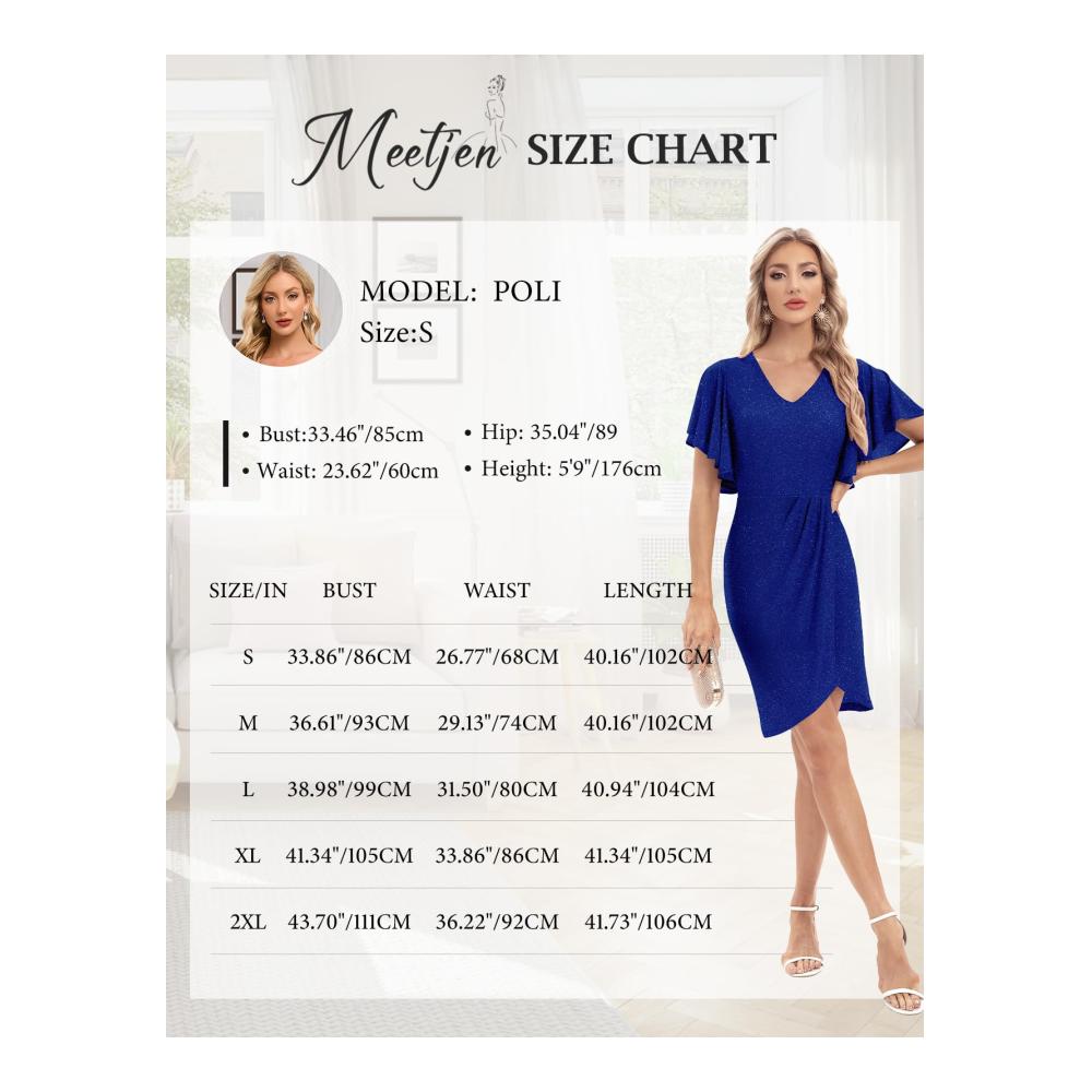 Damen Glitzer Etuikleid - Elegantes Cocktailkleid für Hochzeit und Business Knielang Bodycon Sexy Partykleid