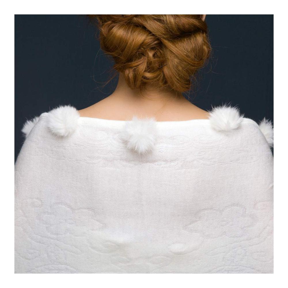 Winter Hochzeitsschals mit Pompom Quaste - Damen Umschlagtücher und Schals für die Braut Dreieckige Hochzeitsjacken für elegante Wärme