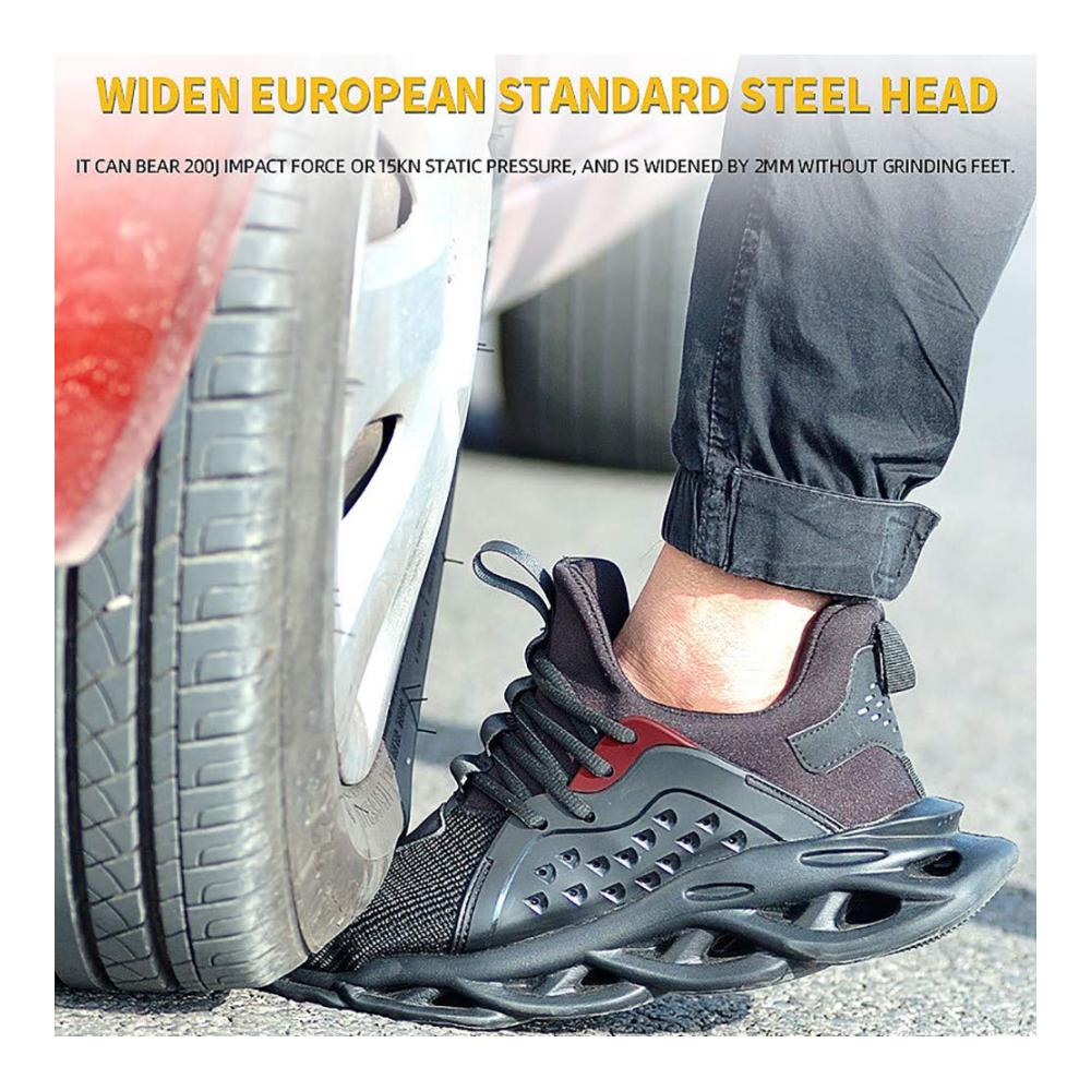 Arbeitsstiefel Herren – Sicherheitsschuhe Stahlkappe Leicht & Atmungsaktiv Isolierte Industriesportschuhe Geflochtene Wanderschuhe Black-38