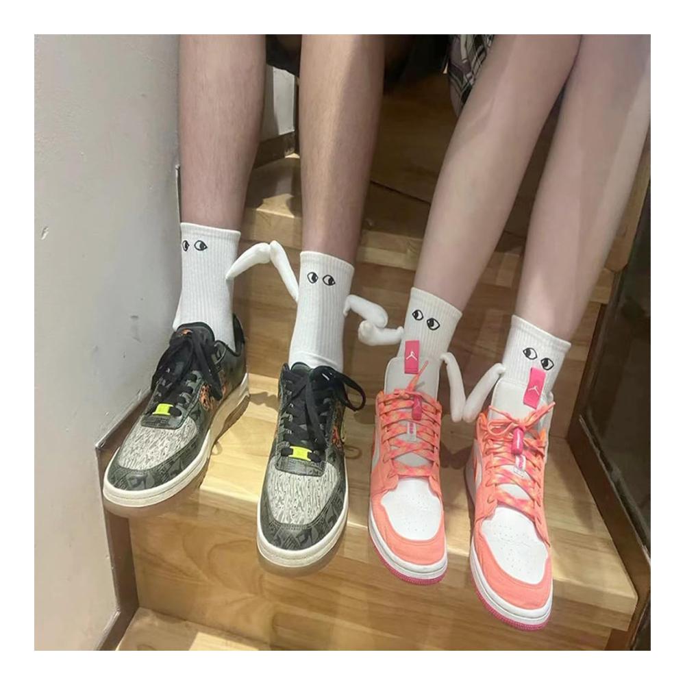 Magnetische Paar-Socken mit 3D-Puppe Lustige Halbhohe Socken für Pärchen