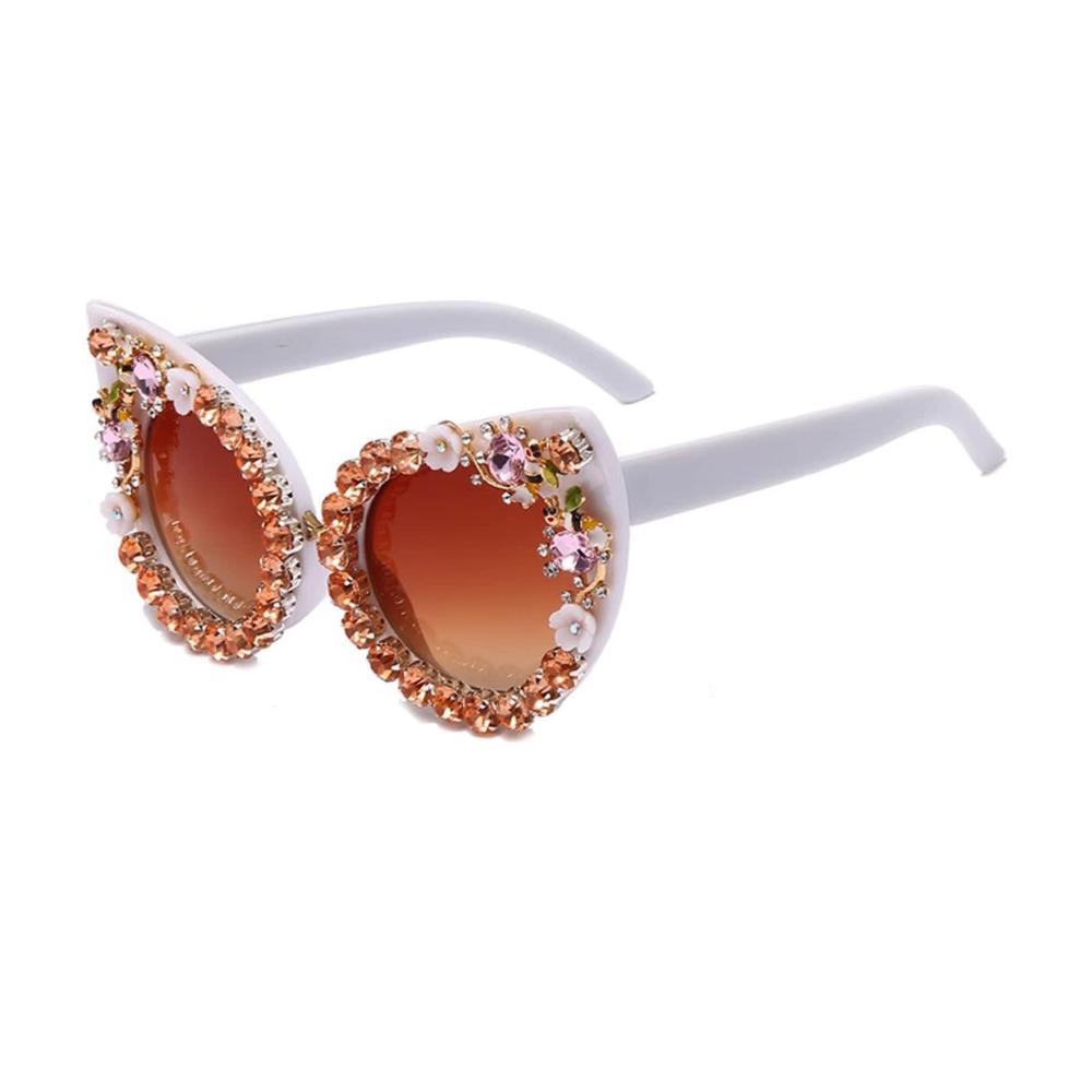 Retro Cateye Sonnenbrille für Damen mit Strass Diamanten - UV400 Bling Cat Eye Brille Kristall Sonnenbrille - TIYETA Fashion Eyewear
