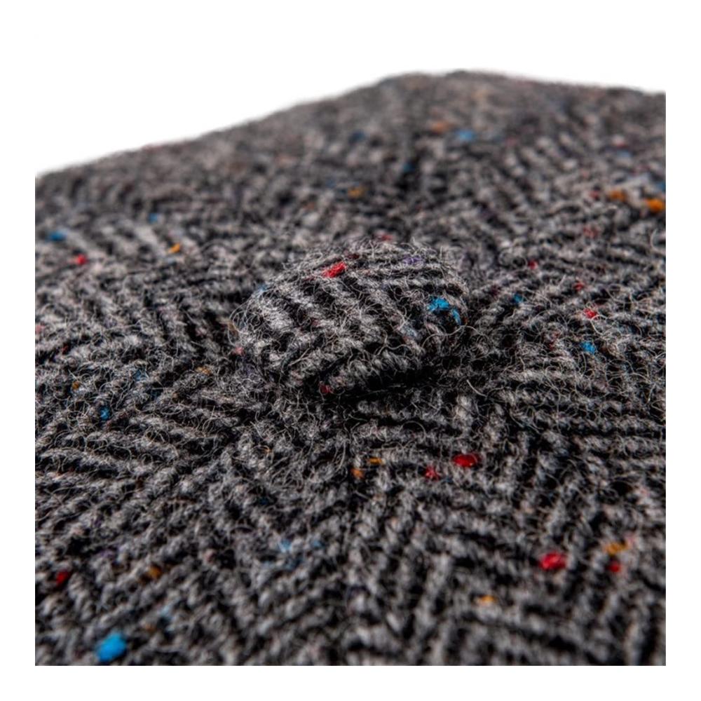 Multicolor Polka Dot Herringbone Wool Tweed Newsboy Cap | Unisex Soft Lined Hat