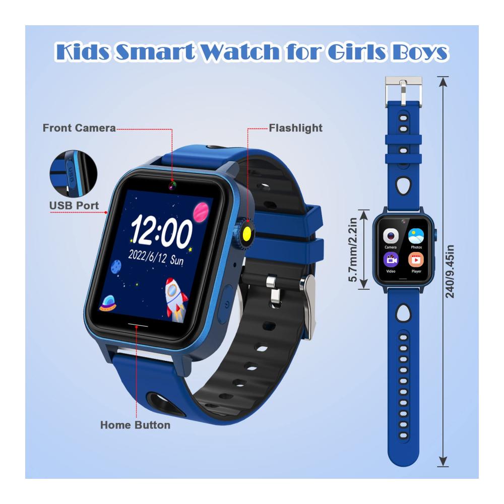 Fashion Smartwatches für Kinder - HD Touch Screen 18 Puzzle Spiele Kamera Video Musik Player - Geschenke für 3-12 Jahre Jungen und Mädchen