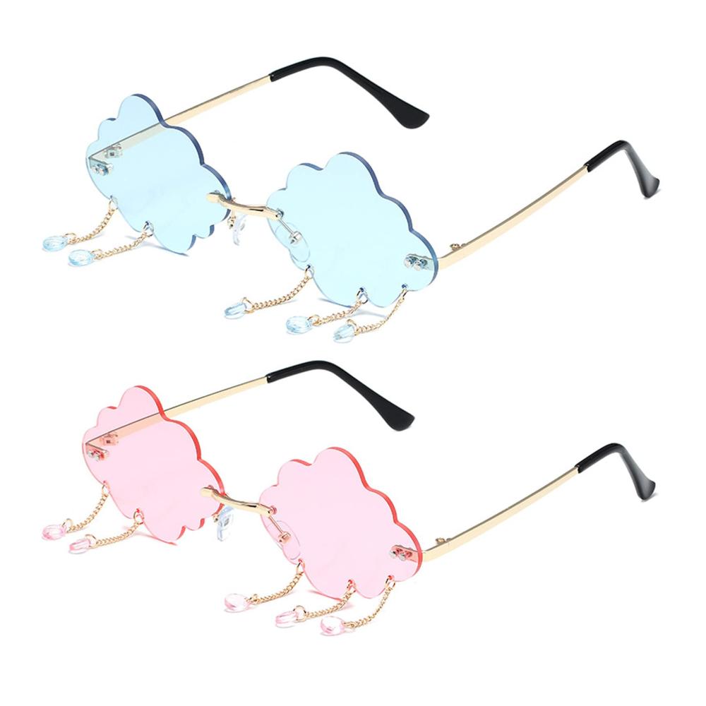 CTForest 2er-Pack Wolke Sonnenbrillen - Unregelmäßiges Design Randlose Mode in Blau Pink - Ideal für Geburtstage und Partys