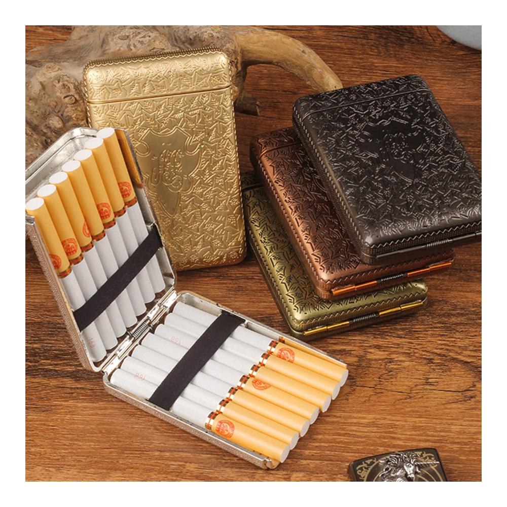 Metallenes Zigarettenetui aus DREI offener Legierung - Kreativ geschnitztes Design ultradünn für Männer europäisches Klassik Etui - Ideales Rauchergeschenk
