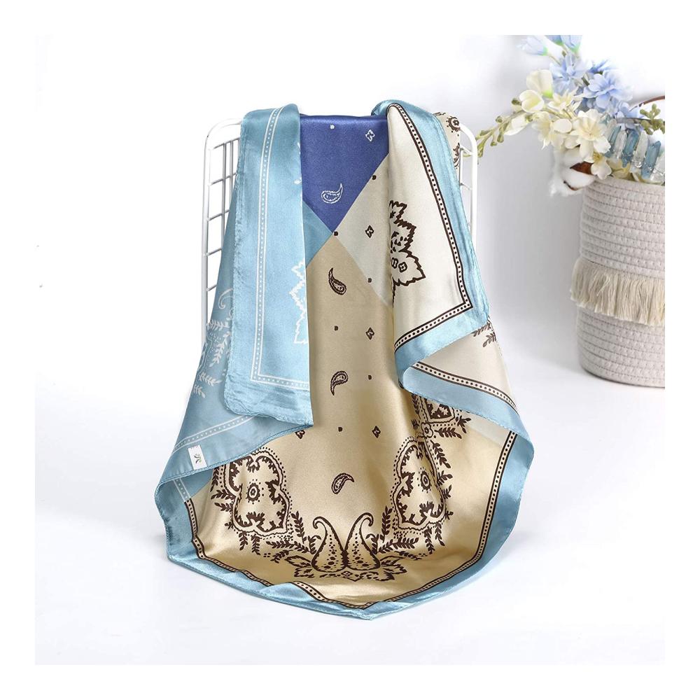Polyester Bandana Set für Damen - 4er-Pack Kopftücher Vierecktuch Halstuch aus Satin - Stilvolle Accessoires für Mädchen