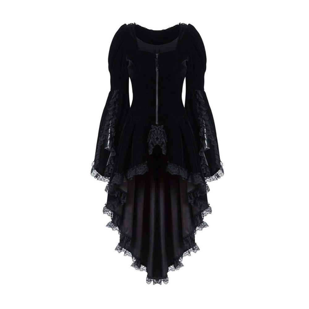 Tenko Chabashira Cosplay Mantel für Frauen Weihnachtsmäntel 2024 mit Spitze Taille-Stitching & Vintage-Bandage-Design Langarm Jacke für einzigartiges Styling