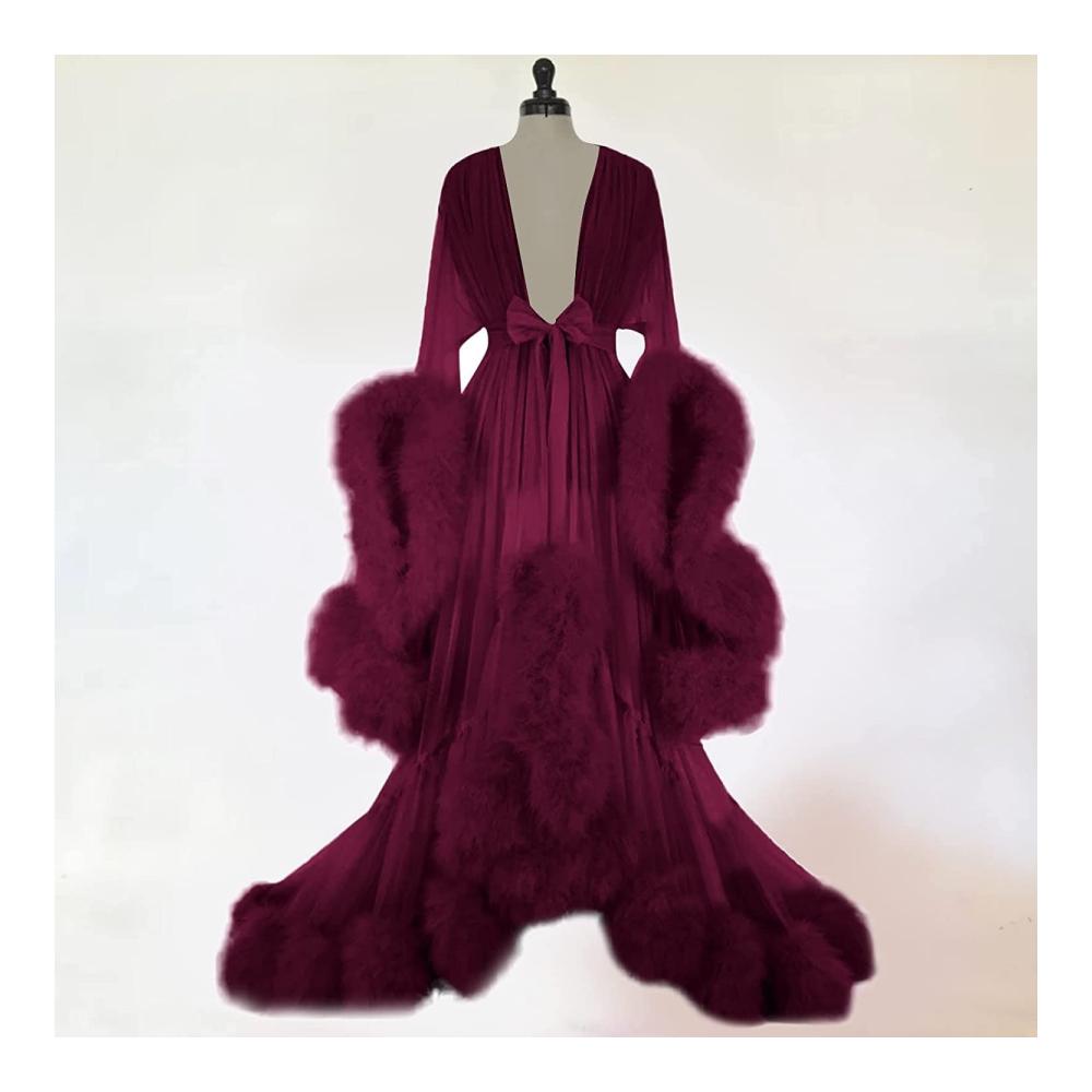 Mesh Sheer Umstandskleid mit Glockenärmeln - Elegantes Brautkleid für Damen in Einheitsgröße perfekt für Hochzeitsfotoshootings