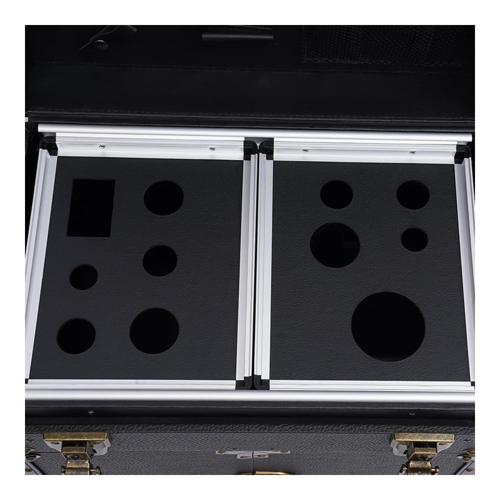 4-in-1 Kosmetikkoffer Trolley Rollender Friseur & Make-Up Koffer Abschließbar Aluminium Ohne Inhalt – EU Lager