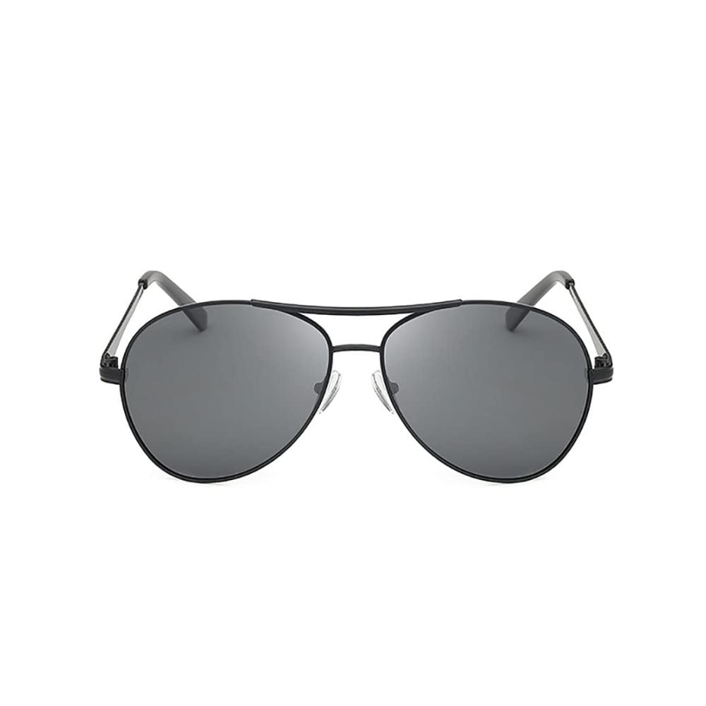 Nachtsicht Polarisierte Sonnenbrillen Set für Herren und Damen - Großer Rahmen Metall UV400 Schutz - 2er Pack (Schwarz/Braun