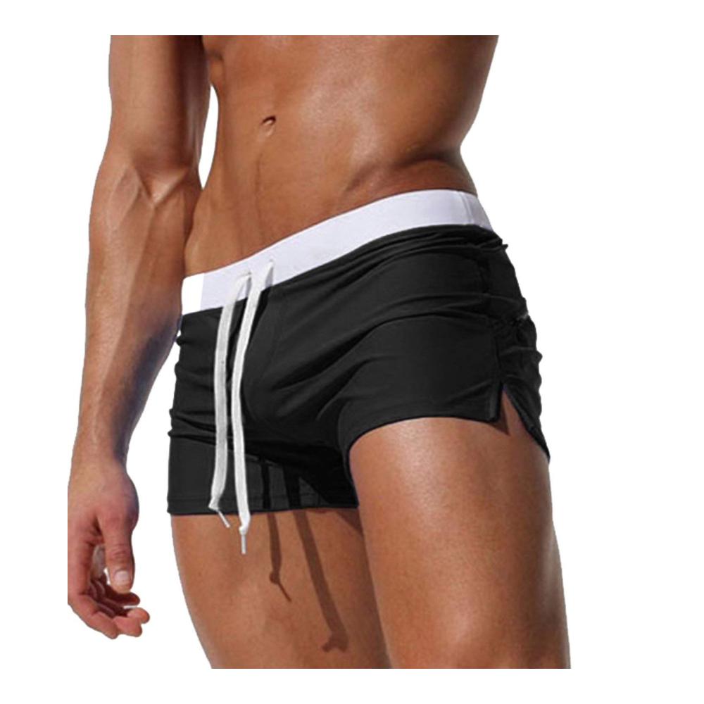 Herren Badehose Kurz | Enganliegende Schwimmhose mit Reißverschluss | Schnelltrocknende Boxer Badeshorts für Wassersport | Männer Badepants Strandshorts