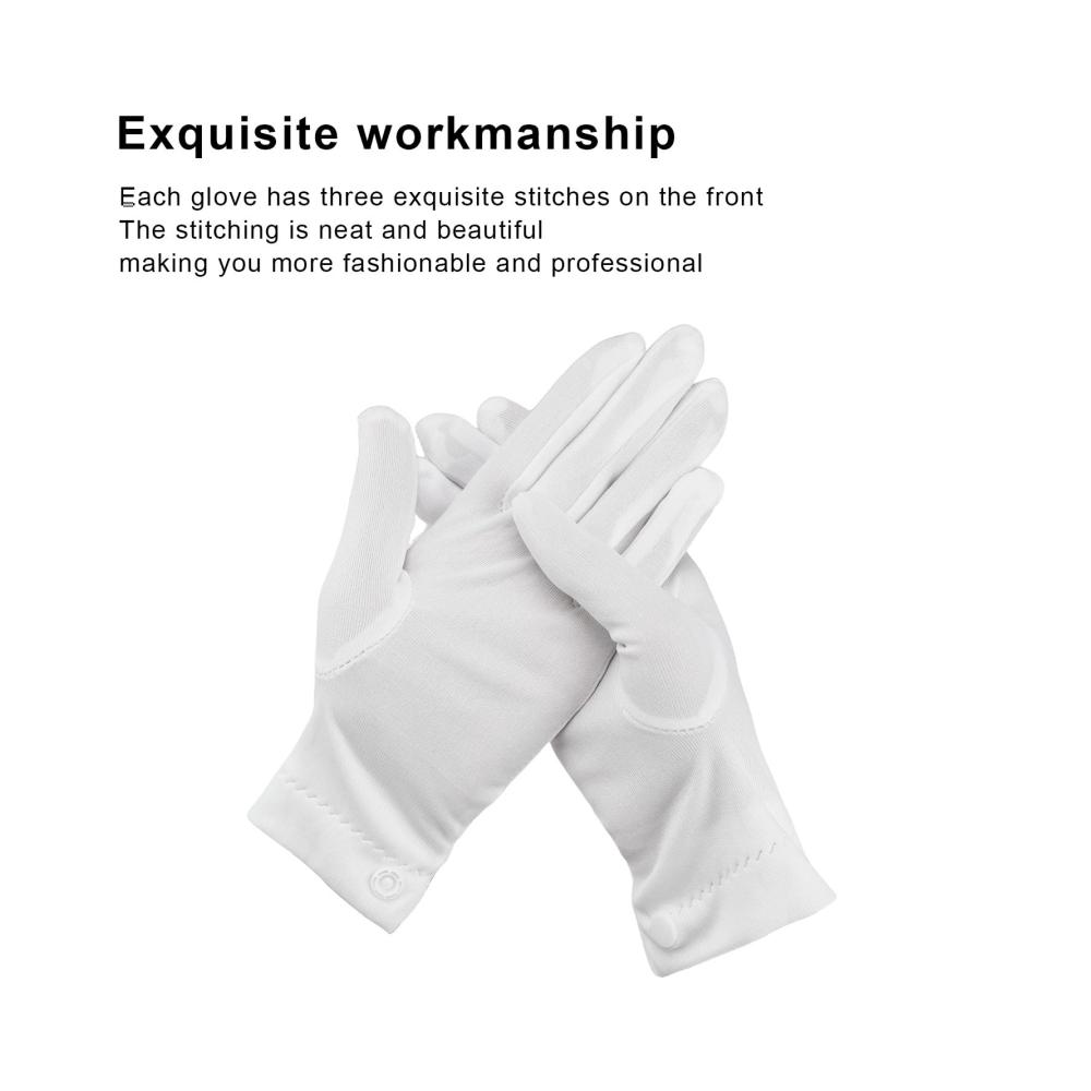 Elegante weiße Handschuhe für Hochzeiten Partys und Karneval - 5 Stück mit Druckknöpfen