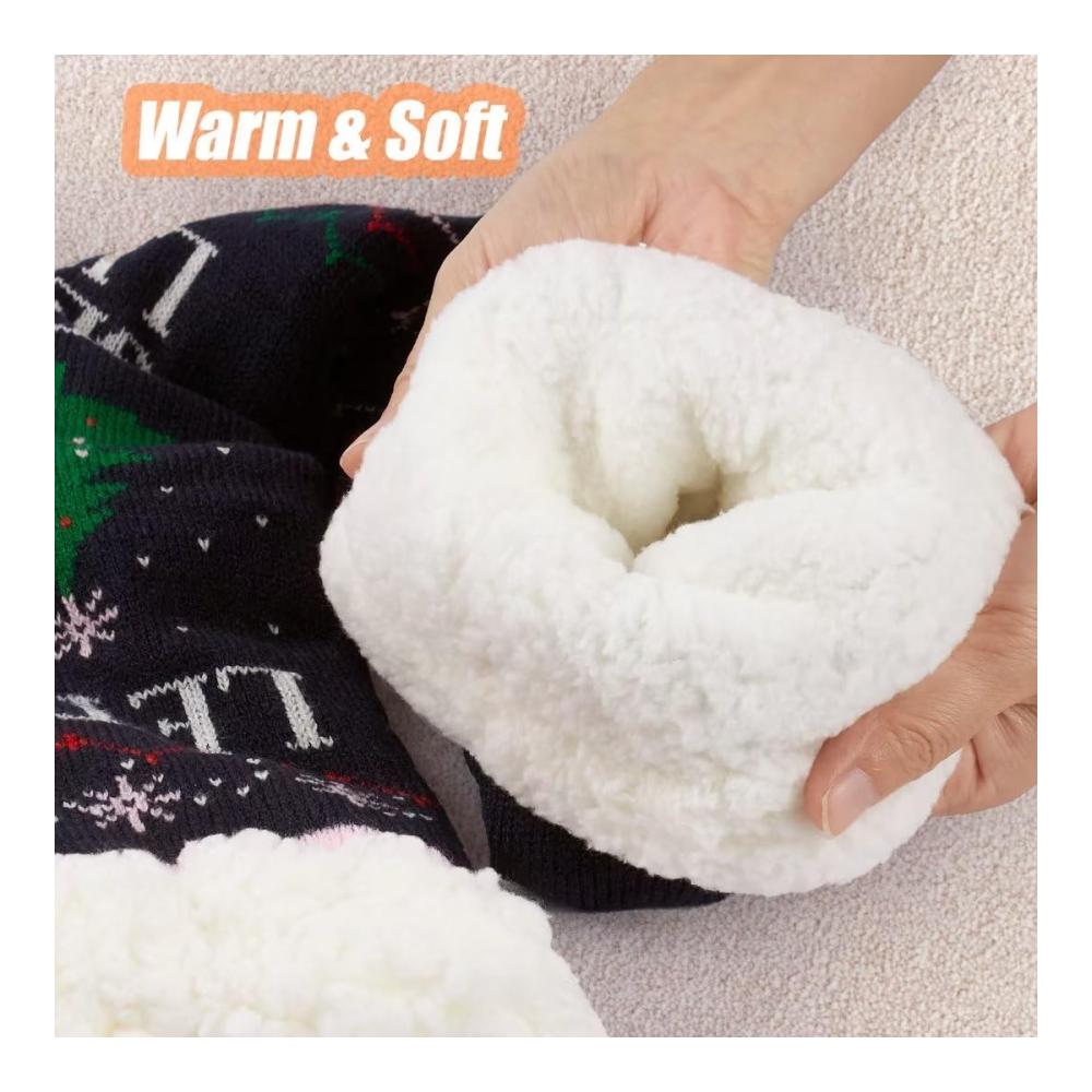 Anti-Rutsch-Socken mit Fleece-Futter für Weihnachten | Mulor Hausschuhsocken in Wadenlänge | Unisex Kuschelsocken mit rutschfesten Gripern - Ideale Weihnachtsgeschenke