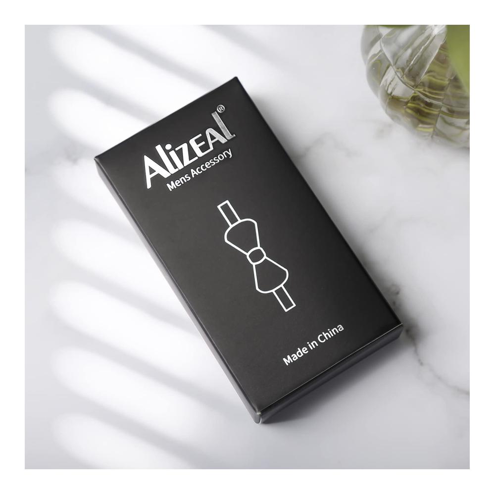 Alizeal Herren Smoking Accessoire-Set Weinrote Fliege Taschentuch und Manschettenknöpfe in Einheitsgröße