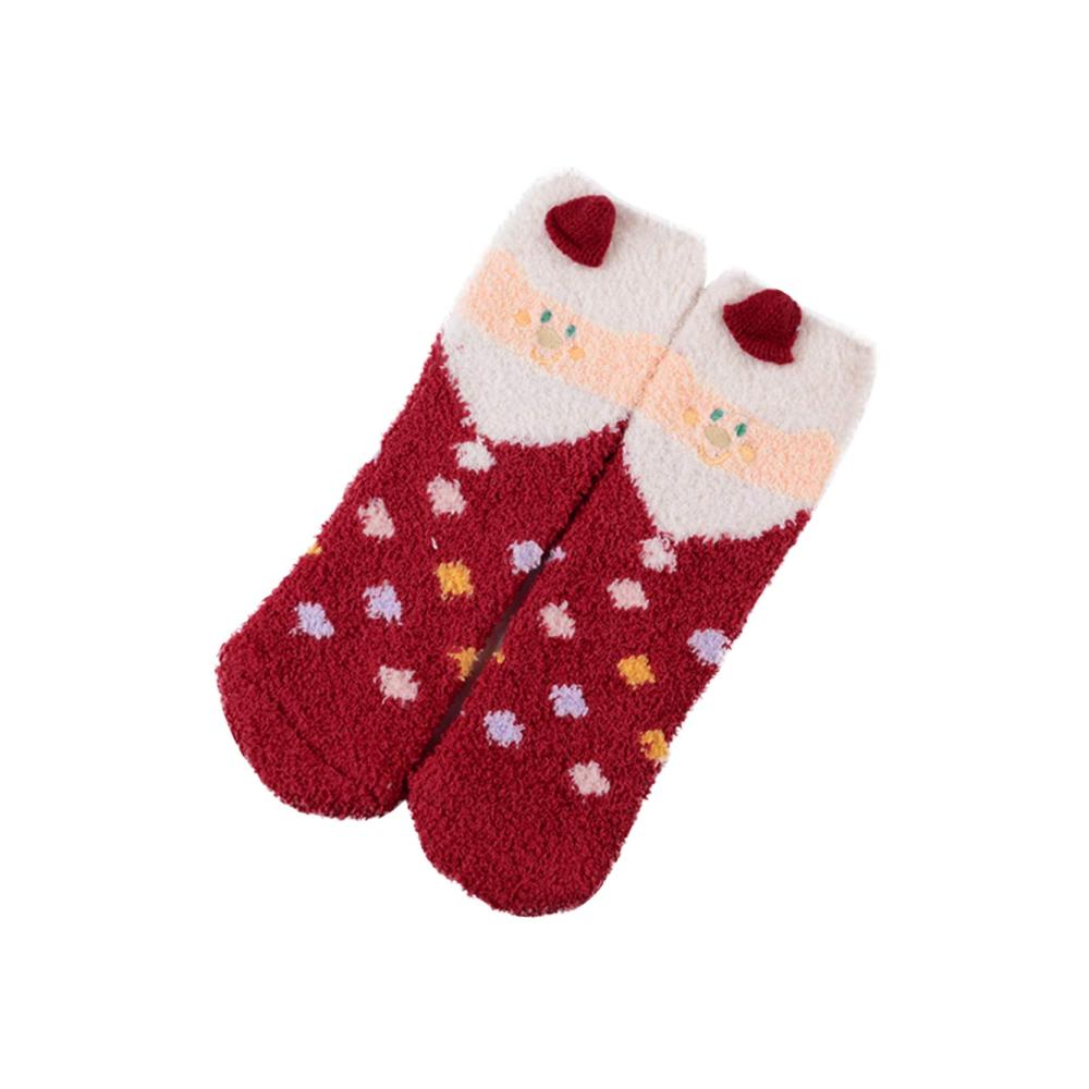 Damen Stoppersocken Set 3 Paar Kuschelsocken mit Weihnachtsmotiven - Weihnachtsmann Schneeflocke Weihnachtsbaum | Korallenvlies-Wintersocken für maximale Wärme und Gemütlichkeit