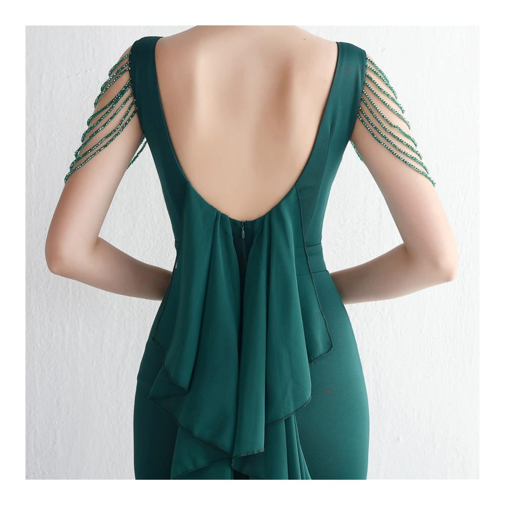 Chiffon Abendkleider Elegante Brautjungfernkleider Meerjungfrau-Cocktailkleider Party Prom Dresses - Rückenfrei Langes Kleid für Hochzeit und Strand. Stilvolle Freizeitmode