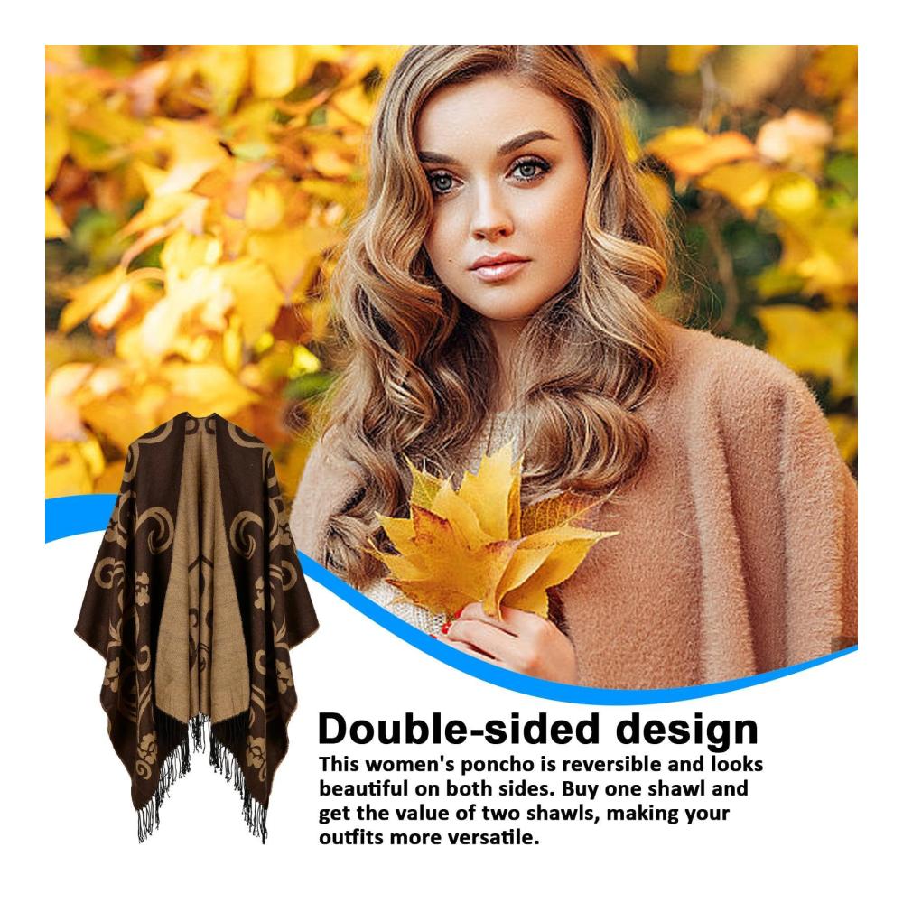 Damen Pashmina Schalwickel Doppelseitiger Wärme-Poncho ohne Pilling für stilvolle Damen | Vielseitiger Schal für Dating Zuhause Arbeit Reisen Schule & Treffen