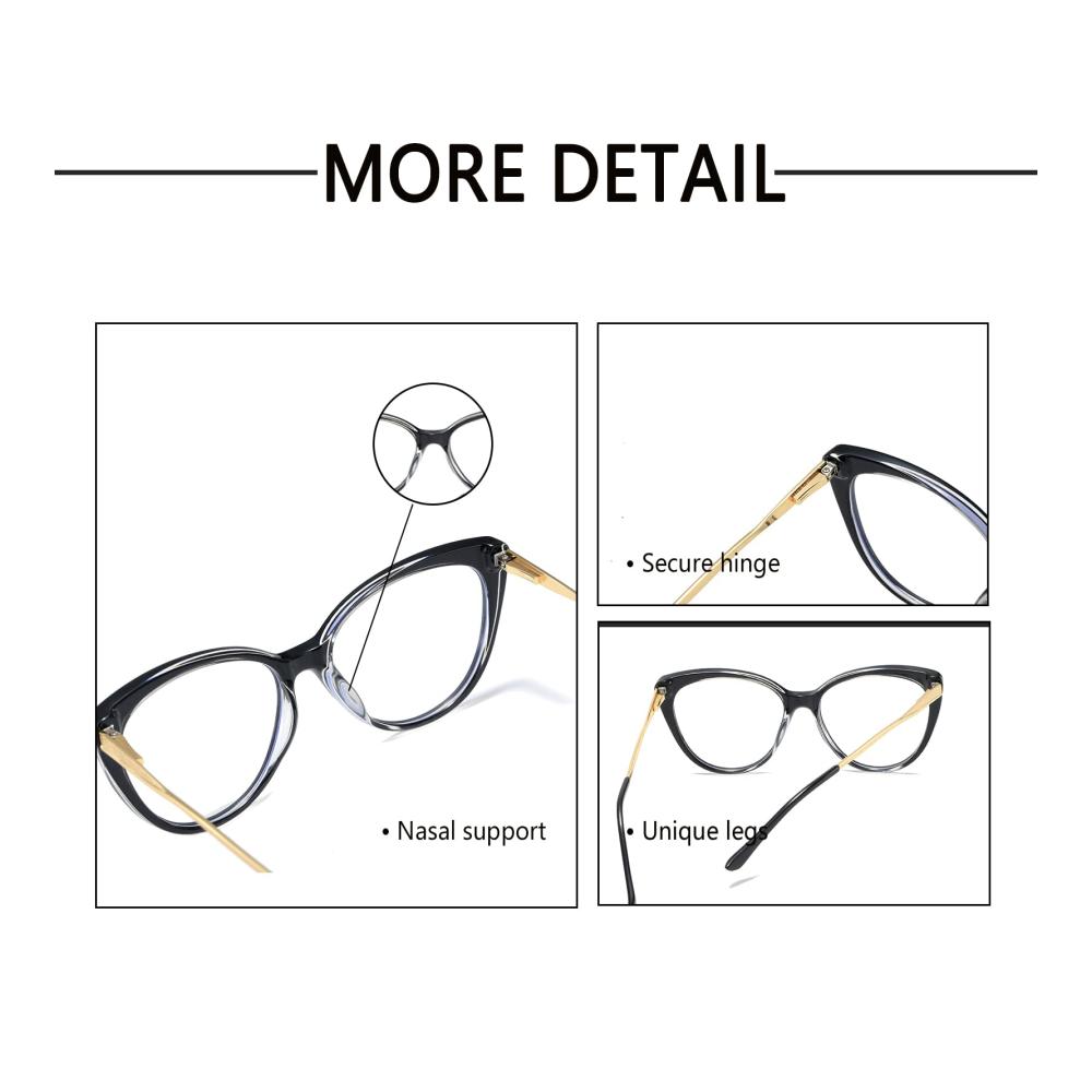 Blaulichtfilter Katzenaugen Brillengestell - Vintage Damen Brille für Anti-Müdigkeit
