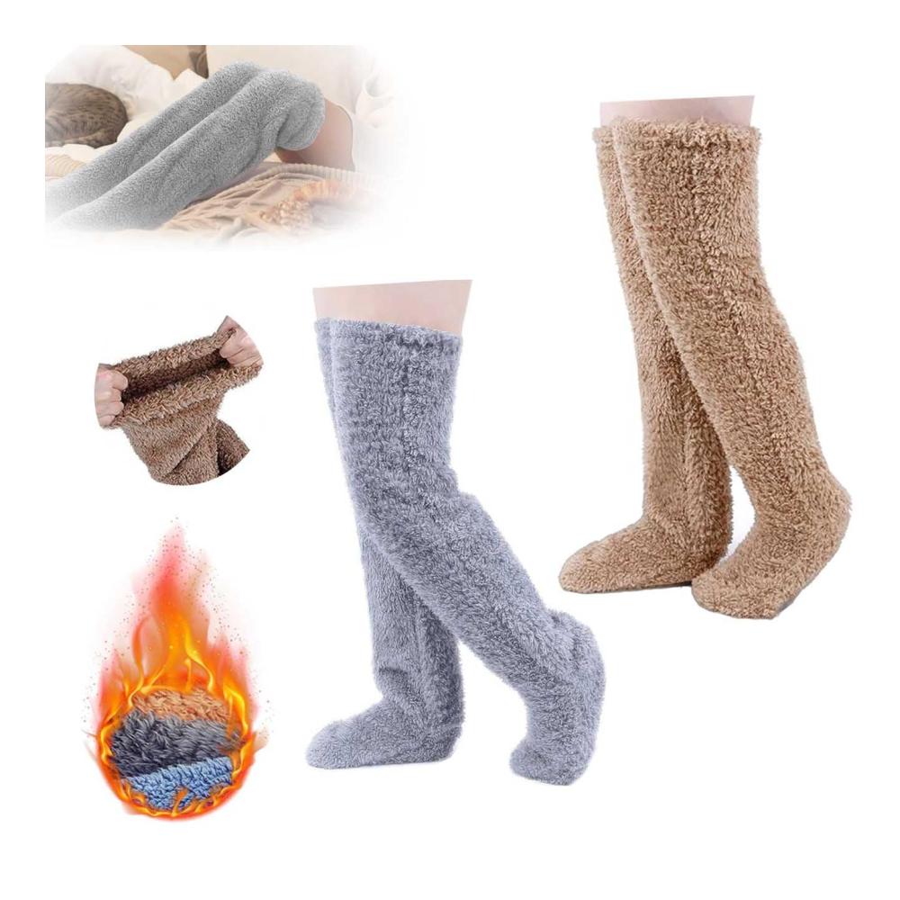 Winter Warmth Cozy Over Knee High Fuzzy Socks for Indoor Comfort