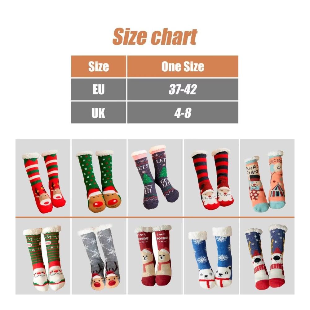 Anti-Rutsch-Socken mit Fleece-Futter für Weihnachten | Mulor Hausschuhsocken in Wadenlänge | Unisex Kuschelsocken mit rutschfesten Gripern - Ideale Weihnachtsgeschenke