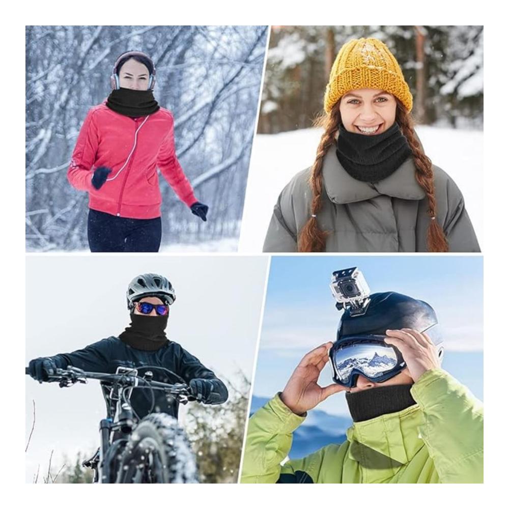 Winter Halsschlauch Set - 2 Stück Herren Damen Schals für Ski Outdoor Motorrad - Lässiger Nackenwärmer in Schwarz - Gesichtsschutz für Fahrradfahren - Unisex Halswärmer für Indoor-Aktivitäten