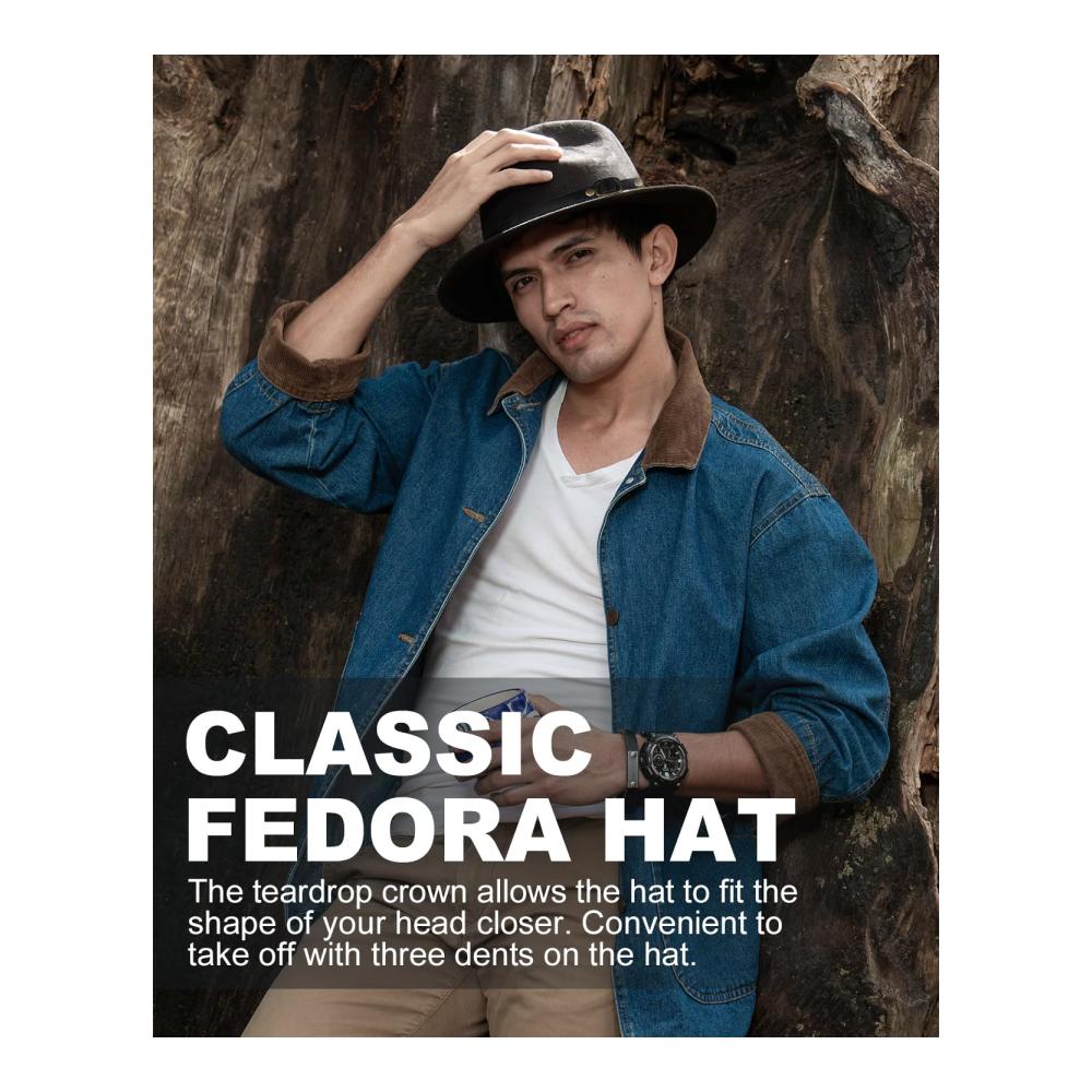 Fedora & Trilby Zylioo XS-XXL Hochwertiger Filzhut für Herren und Damen mit Breiter Krempe Gürtelschnalle Ideal für den Winter