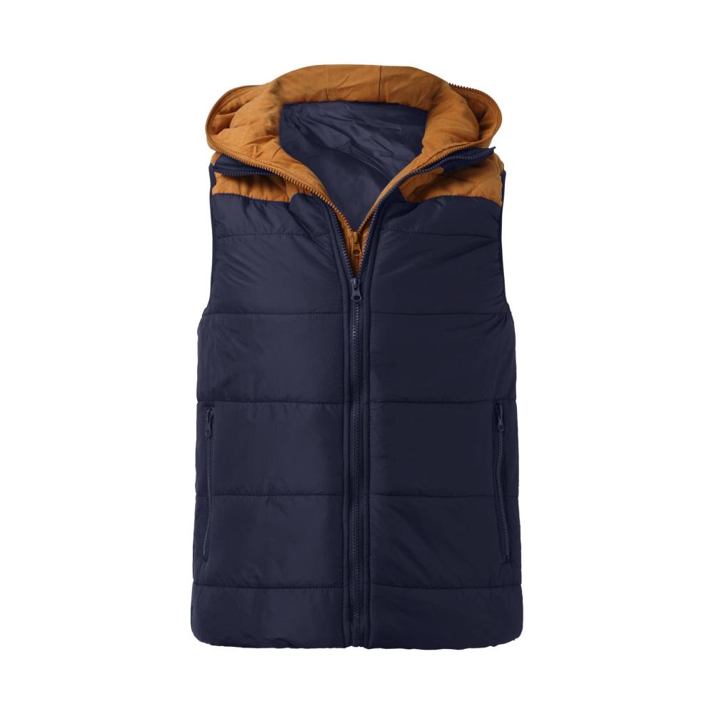 Herren Daunenweste mit Kapuze | Warme Winterjacke Steppweste Puffer mit Reißverschluss | Stehkragen Tasche Ärmellose Softshellweste