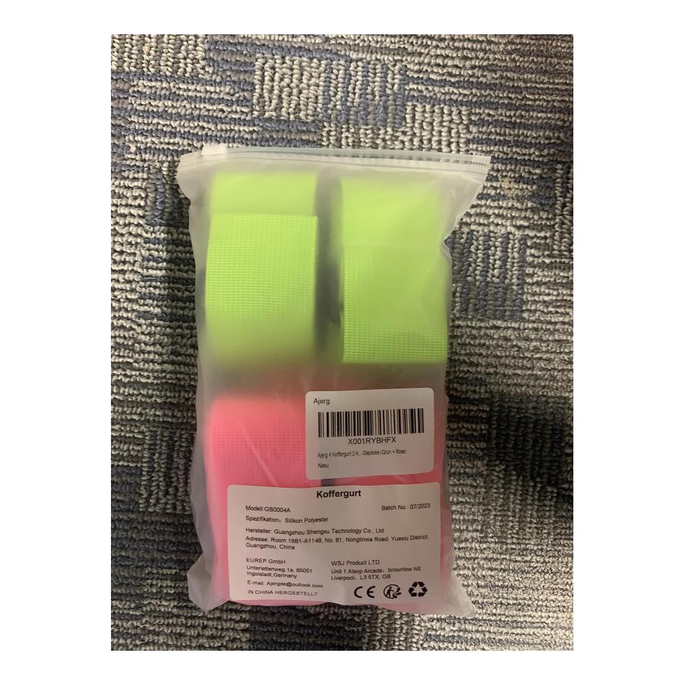 Koffer- & Taschenanhänger Set 4 Koffergurte 2 leuchtende Kofferanhänger mit Adressschild einstellbare Kofferbänder für 18-32 Zoll Koffer in Grün und Rosa