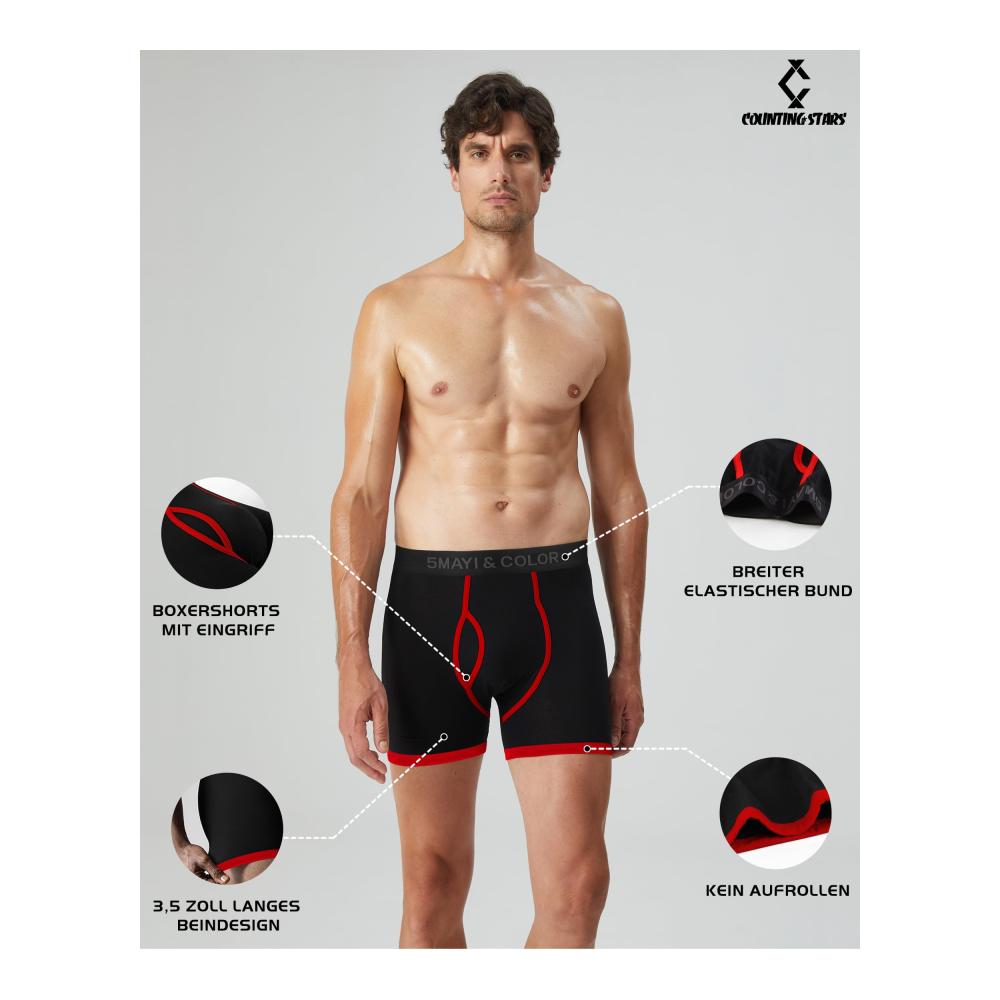 Herren-Boxershorts aus Baumwolle und Elasthan | Atmungsaktive Unterwäsche mit Eingriff | Größen S-XXL