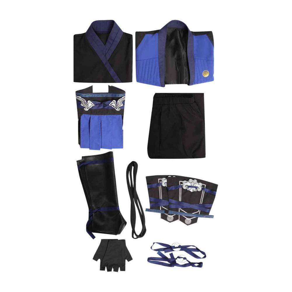 Mortal Scorpion Kombat Cosplay Kostüm für Männer – Hochwertiges Halloween Party Outfit mit Anzug Weste Hose und Gürtel