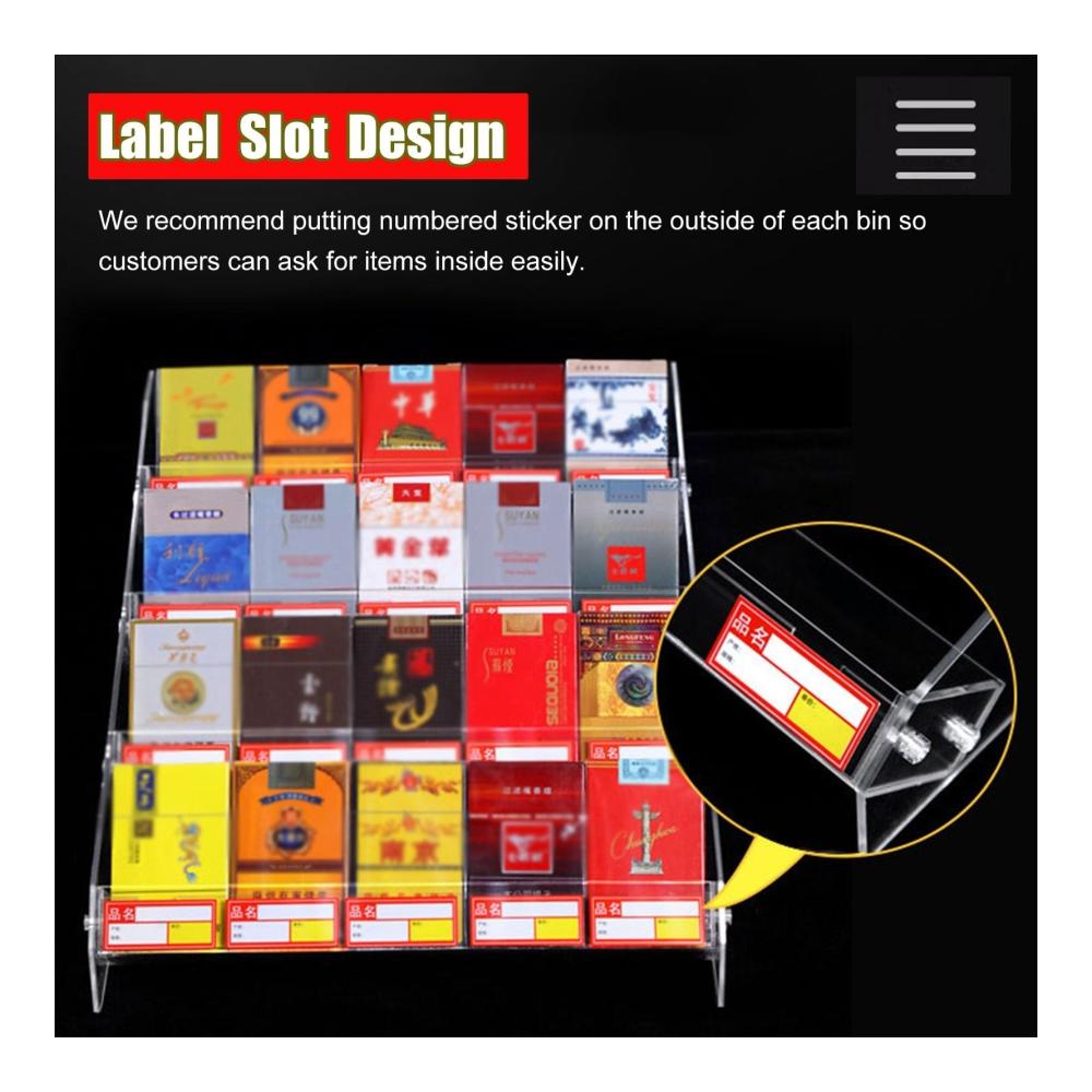 5-stufiges durchsichtiges Acryl-Zigarettenregal - Praktische Arbeitsplatten-Vitrine und Schrank-Organizer für Zigaretten Blunts Wraps Zigarren und kleine Einzelhandelsgegenstände