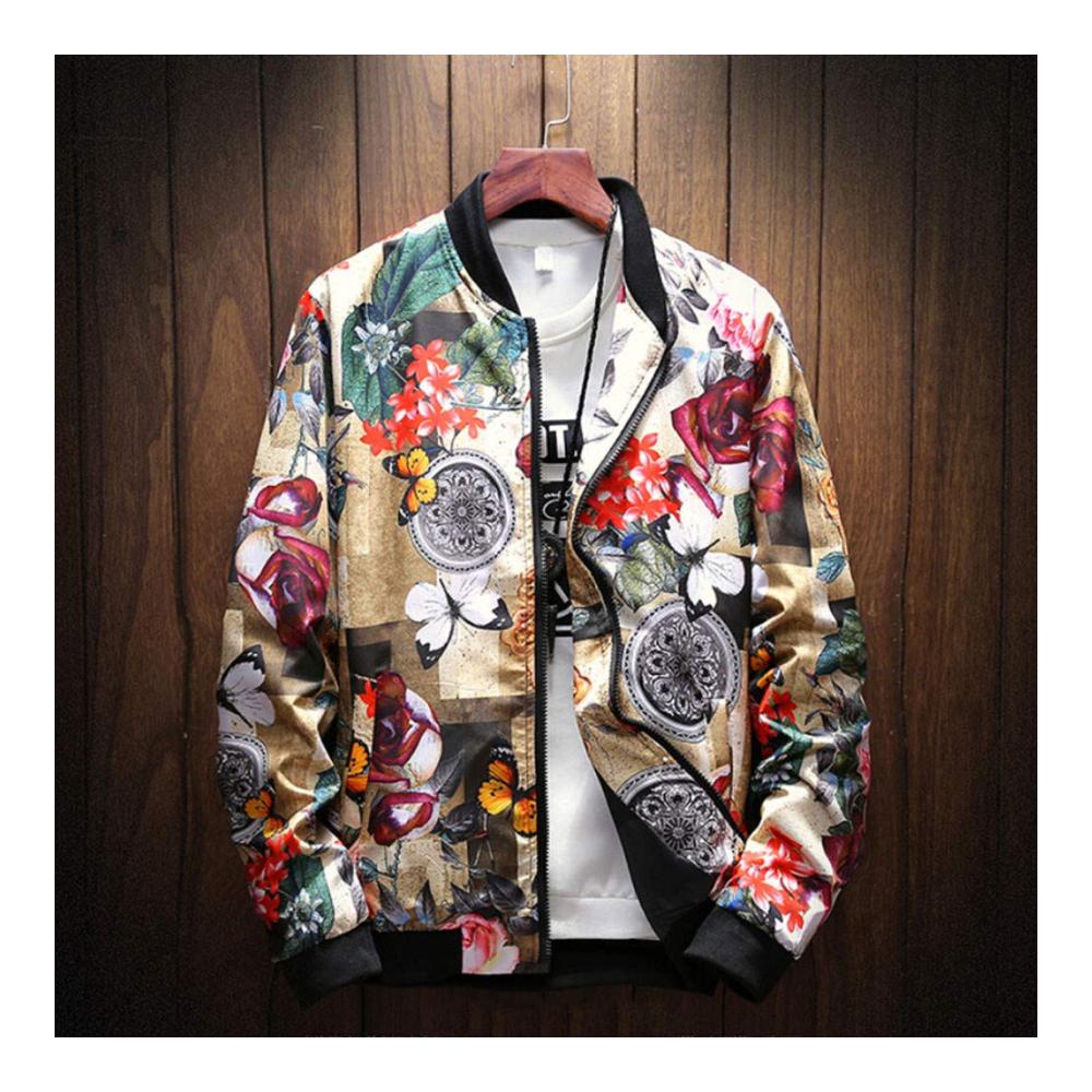 Leichte Retro Herren Übergangsjacke - Wasserdichte Bikerjacke Bedruckte Freizeitjacke Atmungsaktive XL Regenjacke