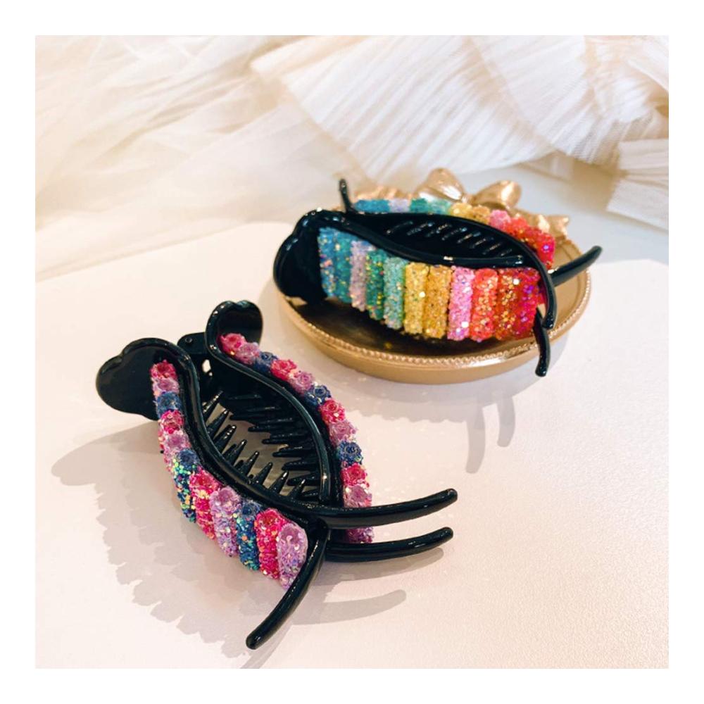 Regenbogen Haarspangen Set – Bunte Haarkrallen und Handgemachte Strass Haarspangen für Mädchen – Süßer Haarschmuck mit Multicolor Design