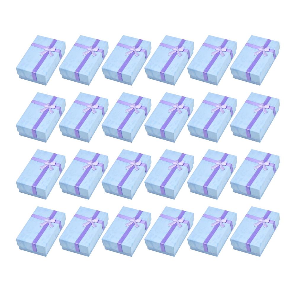 24er Set Lila Schmuckkästen mit Schleife - Geschenkboxen für Anhänger Halsketten Ringe und Ohrringe - Papier Schmuckschatullen für stilvolle Geschenkverpackung