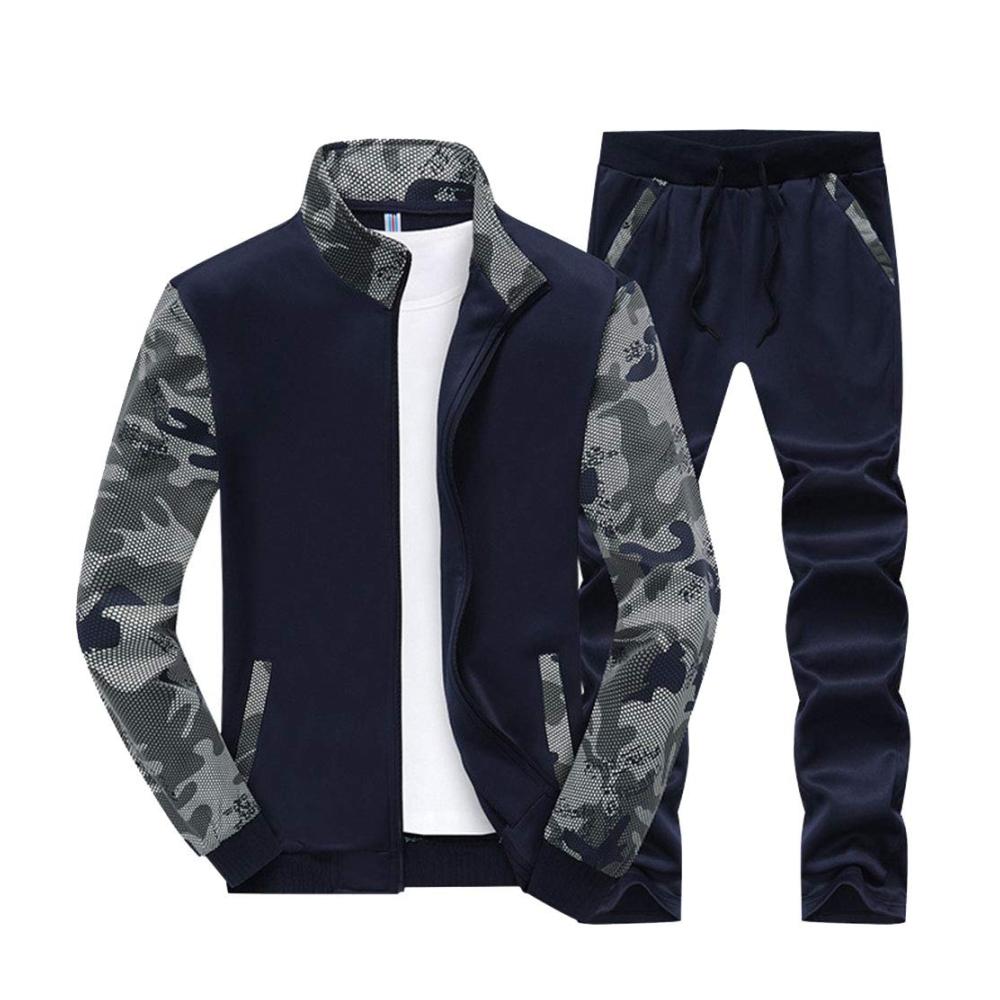 Herren Trainingsanzug - Stylischer Casual Sportanzug mit Stehkragen Zwei-Teilig für Jogging