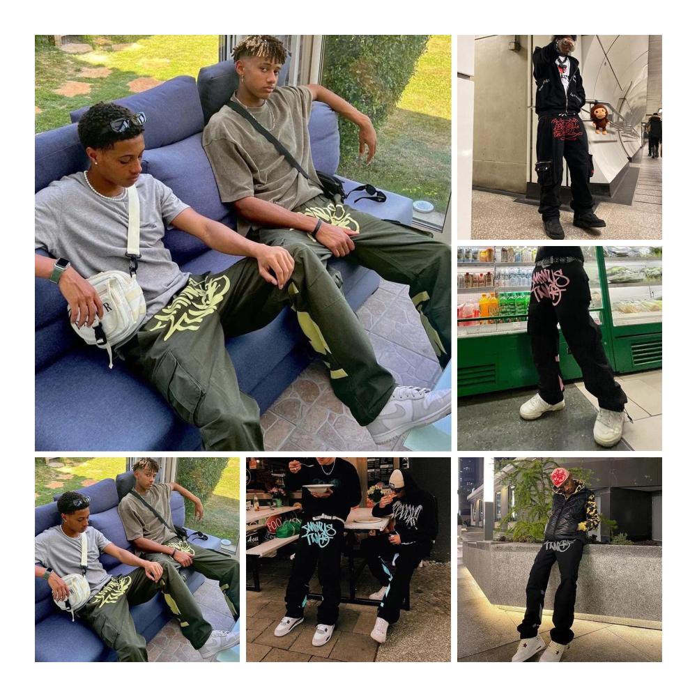 Y2K Cargo Hose | Unisex Baggy Jeans mit Minus 2 Styling | 2023 Hip-Hop Jogginghose | Harajuku Loose Straight Denim | Trendige Cargo Pants
