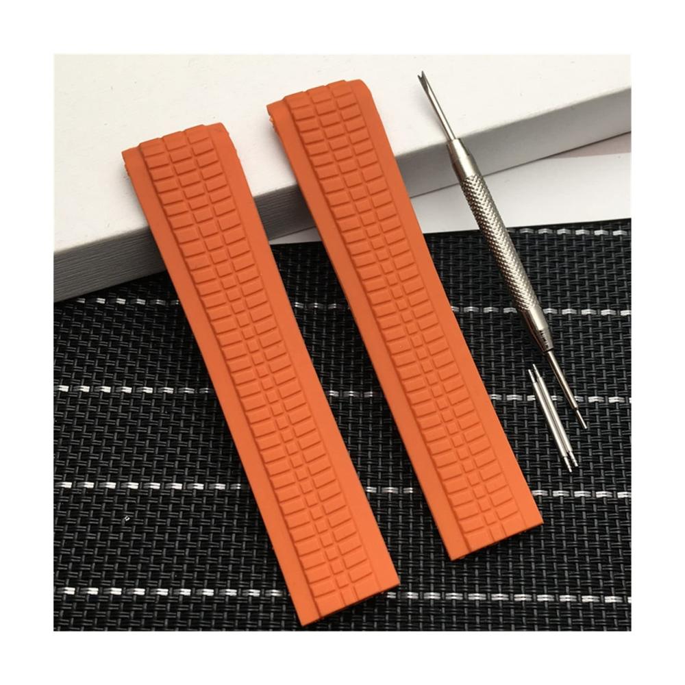 21mm Silikon Uhrenarmband für Patek Aquanaut Philippe - Kompatibel mit 5164a 5167a-001 | Orange Butterfly Schnalle | Bandbreite 8mm