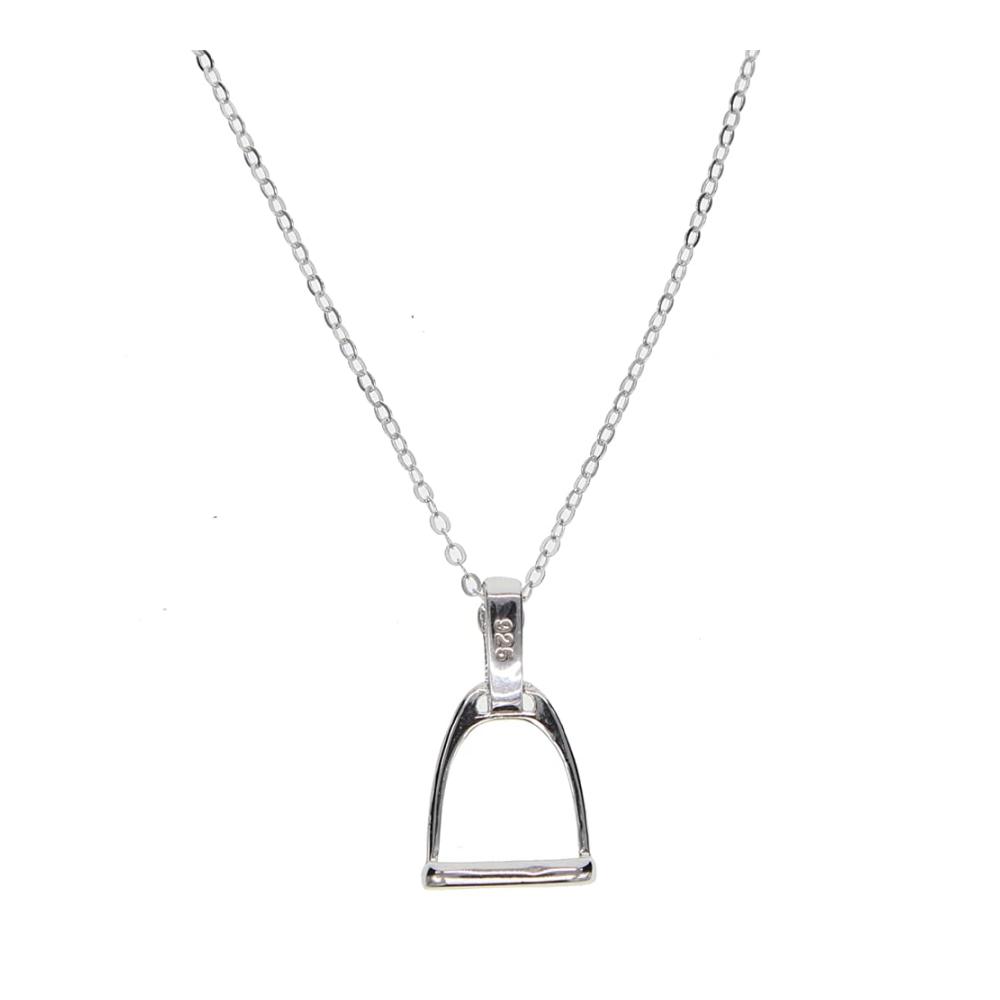 925 Silber Steigbügel Pferd Anhänger Halskette – Elegante Reiterhalskette aus Silber und Eisen