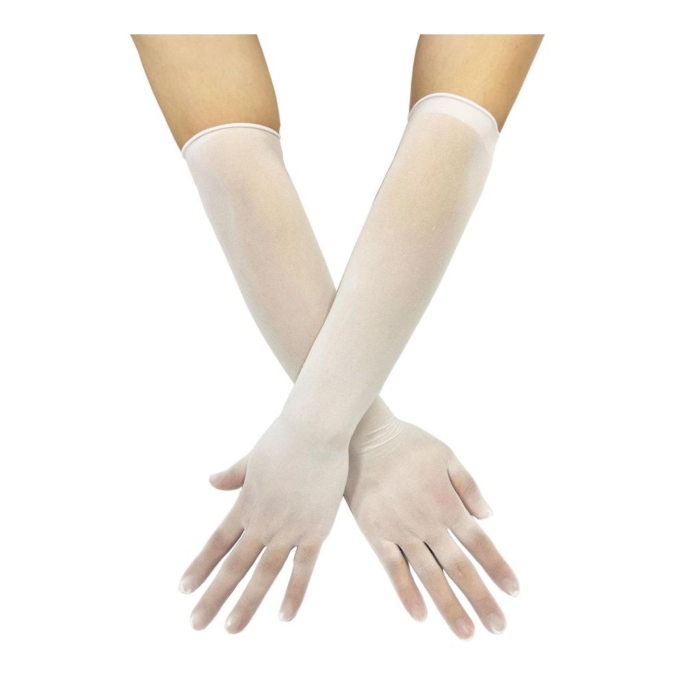 Elegante Nylon-Handschuhe für Damen und Herren - Nahtlose Stulpenärmel durchsichtig elastisch und Ellenbogen-lang - Ideal für Hochzeit Abend Ball und Cocktail - Party-Accessoires