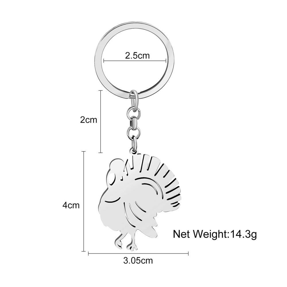 Damen Edelstahl Truthahn Schlüsselanhänger - Niedlicher Huhn Charm für Frauen Mädchen Autozubehör & Geschenke
