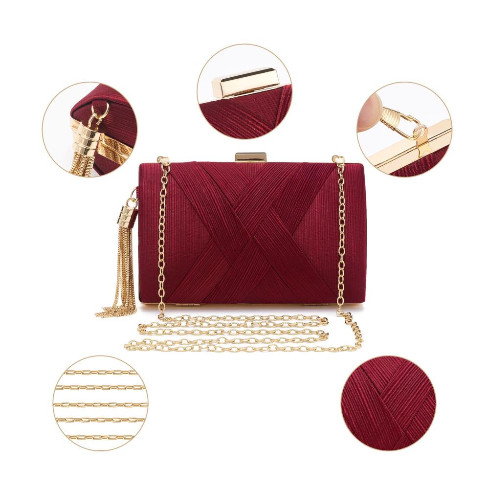 Elegante Damen Clutch mit Fransen und Kette für Hochzeit Prom Party – ZOUIQSS Clutch Bag in klein Crossbody und Umhängetasche