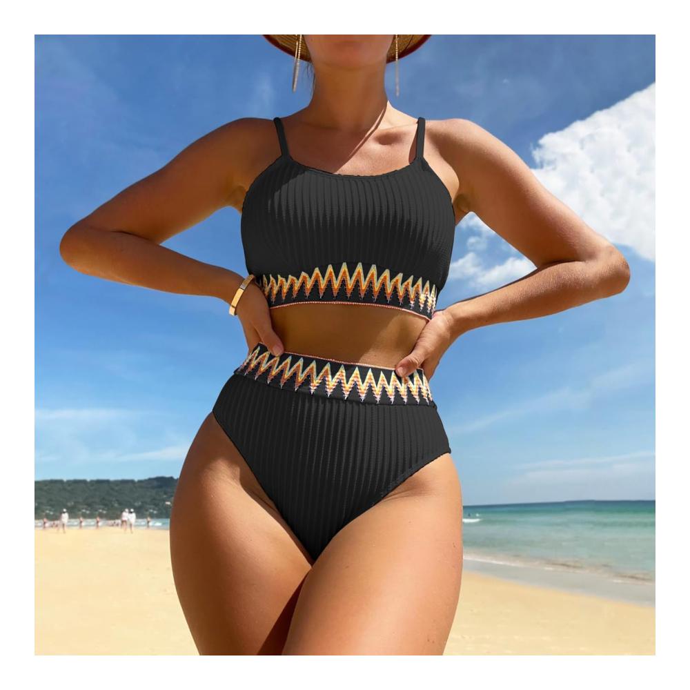 Bikini-Sets TOEECY Damen Bademode mit Push-Up-Effekt High Waist und Druckmuster - Zweiteiliger Schwimmanzug für einen sexy Look
