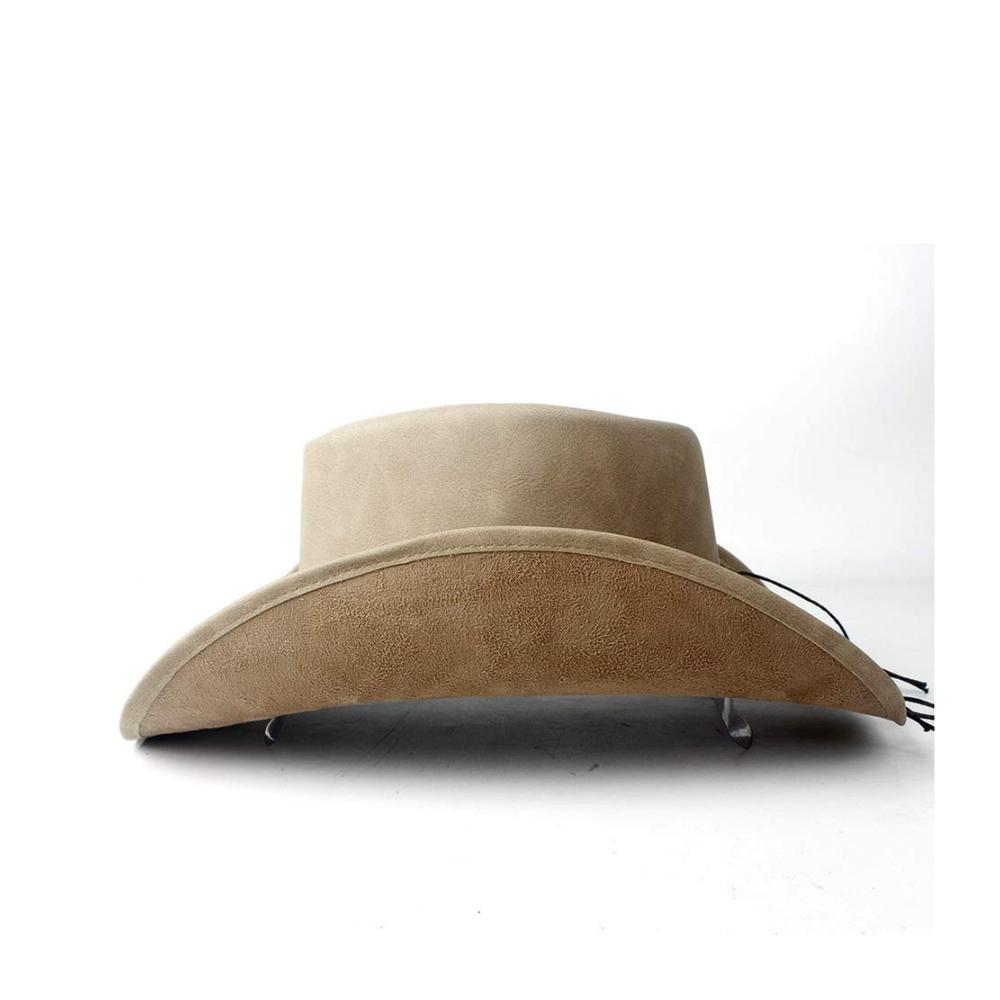 Damen Herren Leder Cowboyhut - Stilvoller 100% Leder Roll Up Hut in Türkis Jazz Cowgirl Cap Design - Cowboyhüte XY-women Elegant & Outblack
