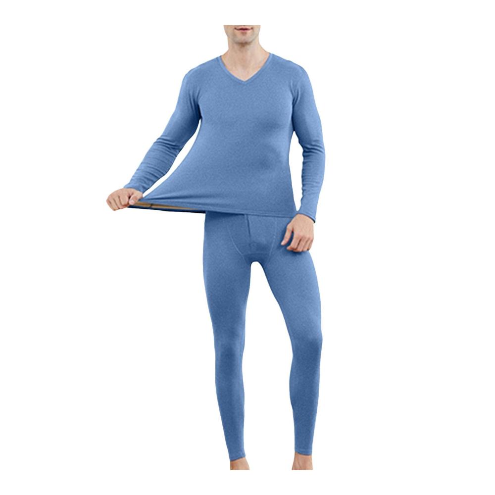 Winterliche Wärme Herren Thermounterwäsche Set mit Innenfleece für Ski Lauf Fahrrad - Atmungsaktiv Weich Baumwolle Leggings für Fußball & Outdoor