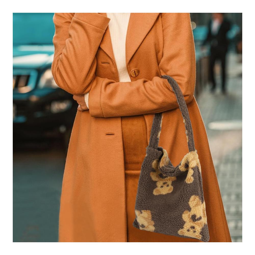 Flauschige Umhängetasche für Mädchen Kawaii Plüsch Shopper mit Ästhetik ideal für trendige Damen-Dates
