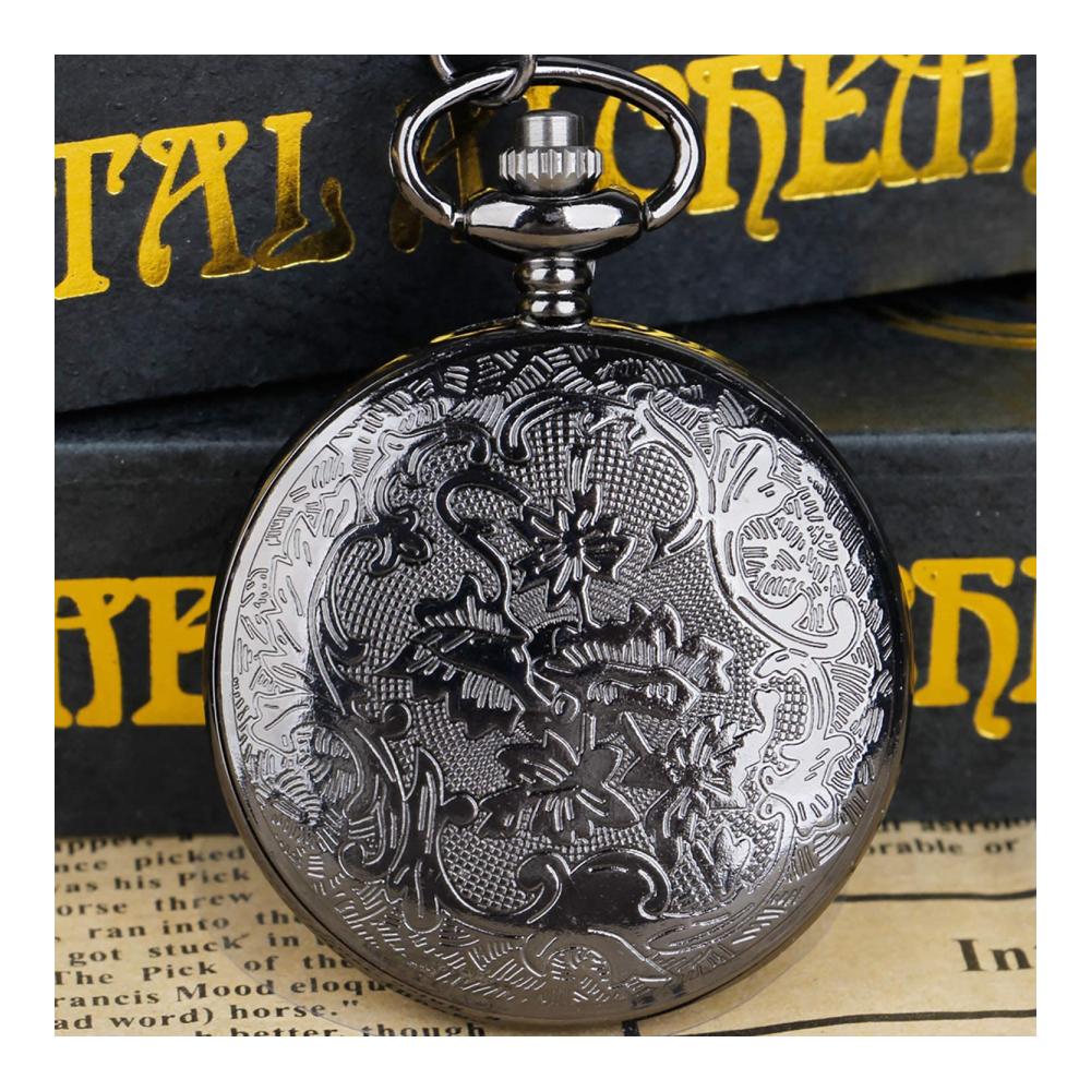 Doctor Who Taschenuhr Bronze Vintage Design Schwarzes Gehäuse Quarz-Uhrwerk Römische Ziffern Herren Halskette Anhänger mit Kette